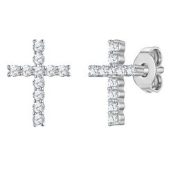 Lulu & Jane Kolczyki krzyz z mosiadzu w srebrze z cyrkonia 1 ct Damski. Białe kolczyki damskie Lulu & Jane, z cyrkonią, srebrne, na sztyftcie. Za 129.99 zł.