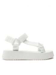 Calvin Klein Jeans Sandały Sandal Velcro Webbing Dc YW0YW01353 Biały. Białe sandały damskie Calvin Klein Jeans, bez wzorów, z jeansu, bez obcasa, na płaskiej podeszwie. Za 209.99 zł.