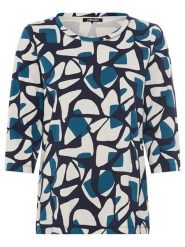 Olsen Koszulka w kolorze niebiesko-granatowo-beżowym rozmiar: 44. Brązowe bluzki damskie Olsen, bez wzorów, z bawełny, bez kołnierzyka, bez ramiączek. Za 52.99 zł.