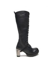 NEW ROCK Kozaki M-TR005-S1 Czarny. Czarne kozaki damskie NEW ROCK, ze skóry, bez obcasa, na słupku. Za 1,159.00 zł.