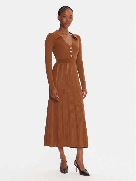 TWINSET Sukienka dzianinowa 252TP3110 Brązowy Regular Fit. Brązowe sukienki damskie Twinset, s, bez wzorów, z dzianiny, bez kołnierzyka, bez ramiączek. Za 669.99 zł.