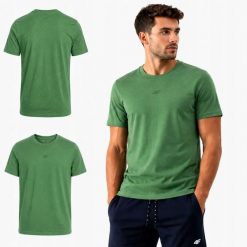 KOSZULKA MĘSKA 4F T-SHIRT SPORTOWY KOLEKCJA LIMITOWANA M3947 SS26. Zielone t-shirty sportowe męskie 4f, m, z bawełny, bez ramiączek, na fitness i siłownię. Za 54.99 zł.