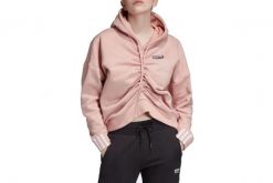 Adidas Ruched Hoodie, damska bluza. Czerwone bluzy sportowe damskie Adidas, bez wzorów, z bawełny, bez ramiączek, z kapturem. Za 203.25 zł.