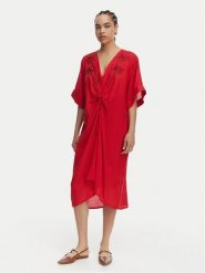 LOLA CASADEMUNT Sukienka letnia LS2616010 Czerwony Relaxed Fit. Czerwone sukienki damskie lola casademunt, na lato, xs, bez wzorów, bez kołnierzyka, bez ramiączek. Za 459.99 zł.