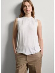 STEFANEL Bluzka w kolorze białym rozmiar: L. Brązowe bluzki damskie Stefanel, l, bez wzorów, bez kołnierzyka, bez ramiączek. Za 82.99 zł.