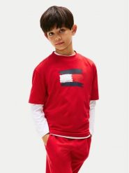 Tommy Hilfiger T-Shirt Flag Archive KB0KB10111 Czerwony Regular Fit. Czerwone t-shirty chłopięce Tommy Hilfiger, bez wzorów, z bawełny, bez ramiączek. Za 129.99 zł.