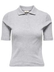 JDY Koszulka polo w kolorze szarym rozmiar: L. Szare bluzki damskie JDY, l, bez wzorów, z bawełny, bez kołnierzyka, bez ramiączek. Za 43.99 zł.