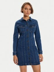Lee Sukienka jeansowa Rider 112355125 Niebieski Slim Fit. Niebieskie sukienki damskie Lee, s, bez wzorów, z jeansu, bez kołnierzyka, bez ramiączek. Za 379.99 zł.