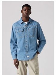 Levi's Koszula dżinsowa w kolorze niebiesko-białym rozmiar: M. Niebieskie koszule męskie Levi's, m, bez wzorów, z bawełny, bez kołnierzyka, bez ramiączek. Za 127.95 zł.