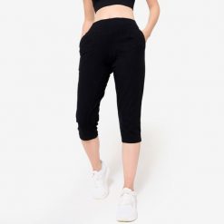 Krótkie legginsy fitness damskie Domyos. Czarne legginsy damskie DOMYOS, xl, bez wzorów, z bawełny. Za 59.99 zł.