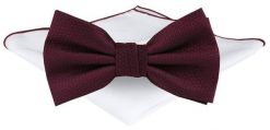 Mucha Męska z Poszetką - Chattier - Bordowa z Mikrostrukturą Tkaniny. Czerwone krawaty i muchy męskie Chattier, bez wzorów, z tkaniny, eleganckie. Za 65.00 zł.