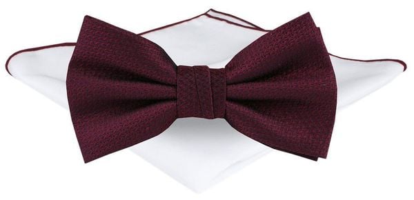 Mucha Męska z Poszetką - Chattier - Bordowa z Mikrostrukturą Tkaniny. Czerwone krawaty i muchy męskie Chattier, bez wzorów, z tkaniny, eleganckie. Za 65.00 zł.