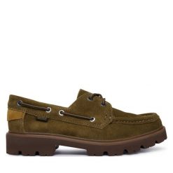 Półbuty Clarks. Zielone półbuty męskie Clarks, bez zapięcia. Za 479.99 zł.