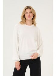 Kaffe Sweter "Nanna" w kolorze białym rozmiar: XXL. Białe swetry klasyczne damskie Kaffe, xxl, ze splotem, bez kołnierzyka. Za 69.58 zł.