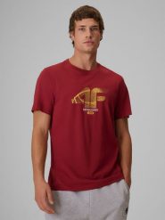4F Чоловічий t-shirt regular з принтом - червоний XL. T-shirty męskie 4f, xl, bez wzorów, z jersey, bez kołnierzyka. Za 799.90 zł.