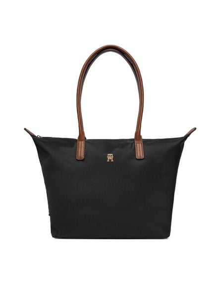 Tommy Hilfiger Torebka Popette Tote AW0AW17711 Czarny. Czarne torebki klasyczne damskie Tommy Hilfiger, bez wzorów, z materiału, bez dodatków. Za 339.99 zł.