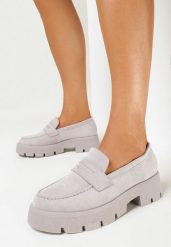 Szare Mokasyny na Grubej Podeszwie Samil. Szare mokasyny damskie Born2be. Za 79.99 zł.