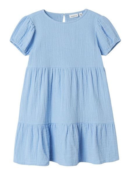 NAME IT Sukienka letnia 13240414 Błękitny Regular Fit. Niebieskie sukienki dziewczęce Name it, na lato, bez wzorów, z bawełny, bez ramiączek. Za 79.99 zł.