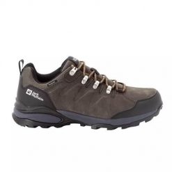 Buty trekkingowe męskie Jack Wolfskin Refugio Texapore. Brązowe buty trekkingowe męskie Jack Wolfskin, z gumy, bez zapięcia, trekkingowe. Za 490.35 zł.