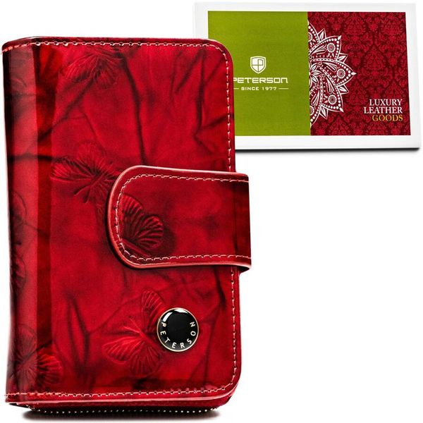 Portfel damski Peterson PTN 76115-BFBC czerwony. Czerwone portfele damskie Peterson, bez wzorów, ze skóry. Za 94.99 zł.