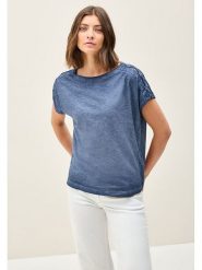 Cecil Koszulka w kolorze niebieskim rozmiar: XL. Niebieskie bluzki damskie Cecil, xl, bez wzorów, z bawełny, bez kołnierzyka, bez ramiączek. Za 83.42 zł.