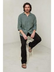 Lin Passion Koszula w kolorze zielonym rozmiar: 38/40. Zielone koszule męskie Lin Passion, bez wzorów, z bawełny, bez kołnierzyka, bez ramiączek. Za 113.99 zł.