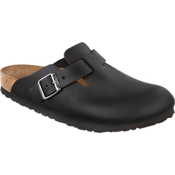 Klapki damskie Birkenstock Boston NU. Czarne klapki damskie Birkenstock, bez wzorów, bez obcasa. Za 519.00 zł.