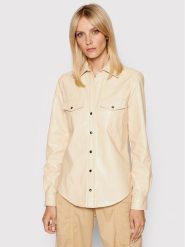 Pinko Koszula Ciambella 2 1G16EB 7866 Beżowy Regular Fit. Brązowe koszule damskie Pinko, bez wzorów, ze skóry, bez kołnierzyka, bez ramiączek. Za 1,569.00 zł.