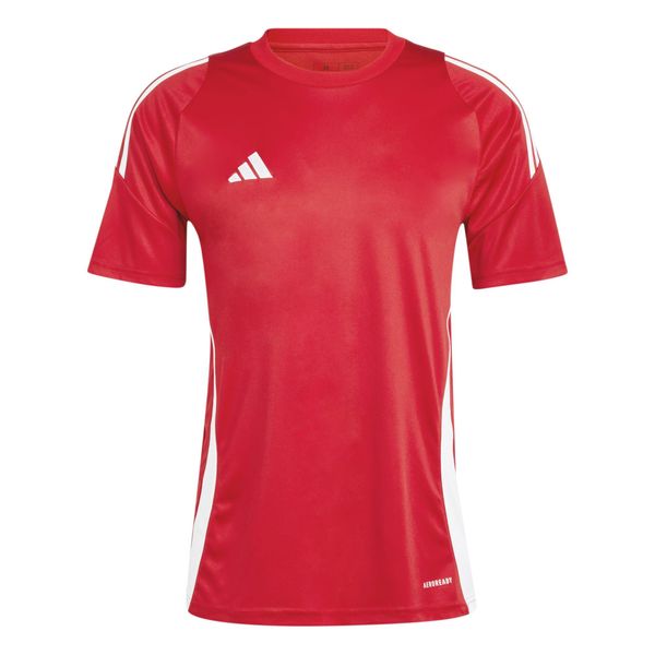 Koszulka Dorosły Adidas Tiro 24 czerwony. Białe t-shirty sportowe męskie Adidas, bez ramiączek, do piłki nożnej. Za 73.99 zł.
