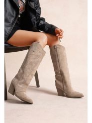 Foreverfolie Kozaki w kolorze khaki rozmiar: 39. Brązowe kozaki damskie Foreverfolie, bez obcasa. Za 152.99 zł.