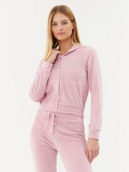 2005 Bluza Velour Zip Hoodie Różowy Regular Fit. Czerwone bluzy bez kaptura damskie 2005, l, z bawełny. Za 229.99 zł.