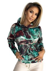 Numoco Bluza w kolorze turkusowym ze wzorem rozmiar: XL. Niebieskie bluzy z kapturem damskie Numoco, xl. Za 163.26 zł.