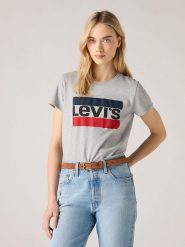 Levi's Koszulka w kolorze szarym rozmiar: S. Szare bluzki damskie Levi's, s, bez wzorów, z bawełny, bez kołnierzyka. Za 58.14 zł.
