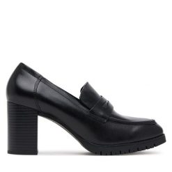 Półbuty Lasocki. Czarne mokasyny damskie Lasocki, bez wzorów, bez obcasa, na obcasie. Za 259.99 zł.