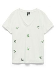 Vero Moda Koszulka w kolorze białym rozmiar: XL. Białe bluzki damskie Vero Moda, xl, bez wzorów, z bawełny, bez kołnierzyka, bez ramiączek. Za 62.61 zł.