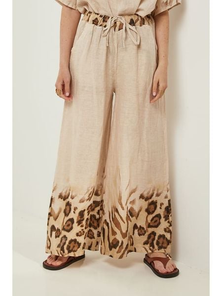 Rodier Lin Lniane spodnie w kolorze beżowym rozmiar: XL/XXL. Brązowe spodnie materiałowe damskie Rodier Lin, bez wzorów, ze lnu, z podwyższonym stanem. Za 171.28 zł.