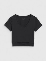 4F T-shirt crop top gładki damski - czarny XL. Czarne t-shirty damskie 4f, xl, bez wzorów, z bawełny, bez kołnierzyka. W wyprzedaży za 39.99 zł.