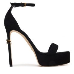 Sandały Elisabetta Franchi. Czarne sandały damskie Elisabetta Franchi, bez wzorów, bez obcasa, na szpilce. Za 2,289.00 zł.