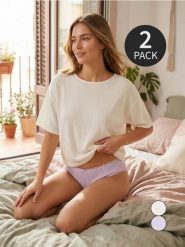 Bawełniane figi z koronkowym wykończeniem 2 pack - wielobarwny. Figi damskie Sinsay, l, bez wzorów, z bawełny. Za 11.99 zł.
