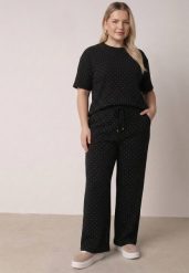 Czarny Komplet Bawełniany o Fasonie Oversize T-shirt i Spodnie Azilane. Czarne spodnie materiałowe damskie Born2be, bez wzorów, z bawełny, eleganckie. Za 129.99 zł.