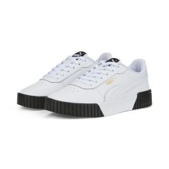 Buty do chodzenia damskie Puma Carina 20. Białe buty sportowe na co dzień damskie Puma, bez wzorów, z materiału, trekkingowe. Za 179.00 zł.