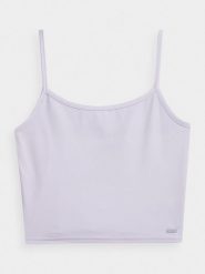 4F Crop-top slim gładki damski - fioletowy XL. Fioletowe topy damskie 4f, xl, bez wzorów, bez kołnierzyka. Za 79.99 zł.