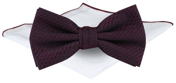 Mucha Męska z Poszetką - Chattier - Bordowa, Mikrowzór. Czerwone krawaty i muchy męskie Chattier, bez wzorów, eleganckie. Za 65.00 zł.