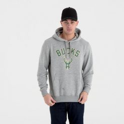 Bluza do koszykówki męska New Era Milwaukee Bucks. Szare bluzy z kapturem męskie New Era, m, z bawełny. Za 234.60 zł.