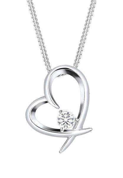 Elli Damskie serce zakrzywione kryształkami cyrkonu w srebra próby 925 Naszyjniki 1 ct. Naszyjniki damskie Elli, na imprezę, srebrne. Za 283.99 zł.