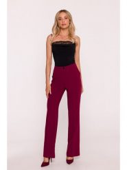 Stylove Spodnie w kolorze bordowym rozmiar: L. Czerwone spodnie materiałowe damskie Stylove, bez wzorów, z materiału, z podwyższonym stanem. Za 236.05 zł.