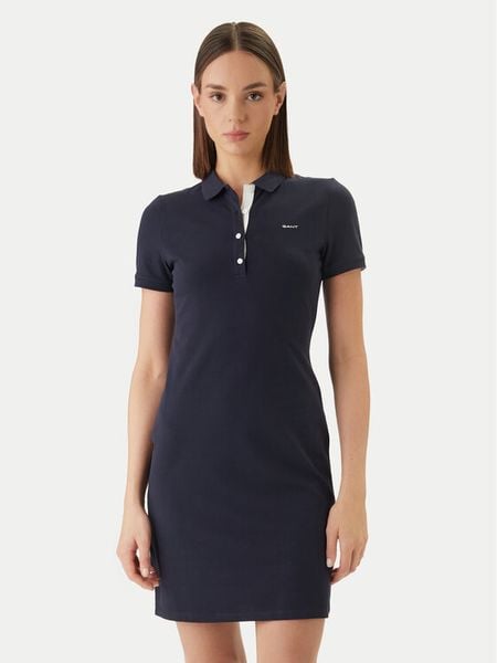 Gant Sukienka codzienna 4201468 Granatowy. Niebieskie sukienki damskie Gant, na co dzień, xs, bez wzorów, z bawełny, bez kołnierzyka, bez ramiączek, proste. Za 547.99 zł.