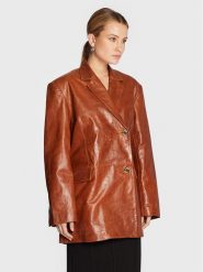 Remain Marynarka Bolette Blazer Leather RM1662 Brązowy Relaxed Fit. Brązowe marynarki i żakiety damskie Remain, bez wzorów, ze skóry. Za 2,429.00 zł.