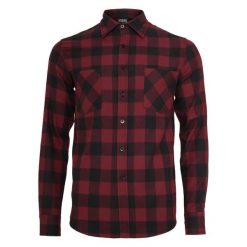 Flanelowa Koszula Męska W Kratę. Brązowe koszule męskie Urban Classics, l, bez wzorów, bez kołnierzyka, bez ramiączek. Za 155.99 zł.