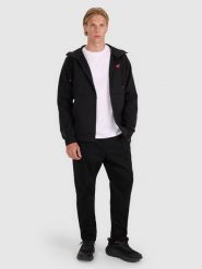 4F Spodnie casual z przeszytym kantem męskie - czarne S. Czarne spodnie materiałowe męskie 4f, bez wzorów, z bawełny, casualowe. Za 159.99 zł.